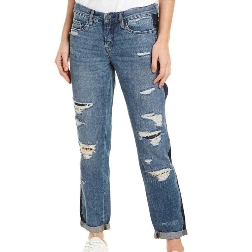 Blank NYC Women's Distressed / Destroyed Crop Girlfriend Jeans